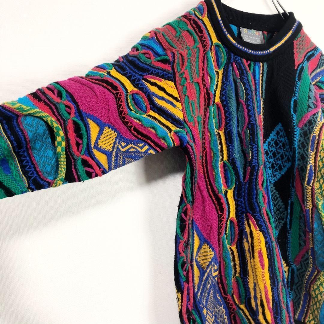 COOGI　クージー　マルチカラー　3Dニット　オーストラリア COOGI マルチカラー 3Dニットセーター 表記(M) オーストラリア製