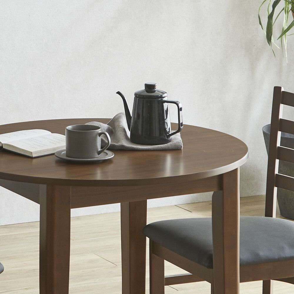 円形 ダイニング 3点セット2人掛け おしゃれ 木目調 コンパクトBrown