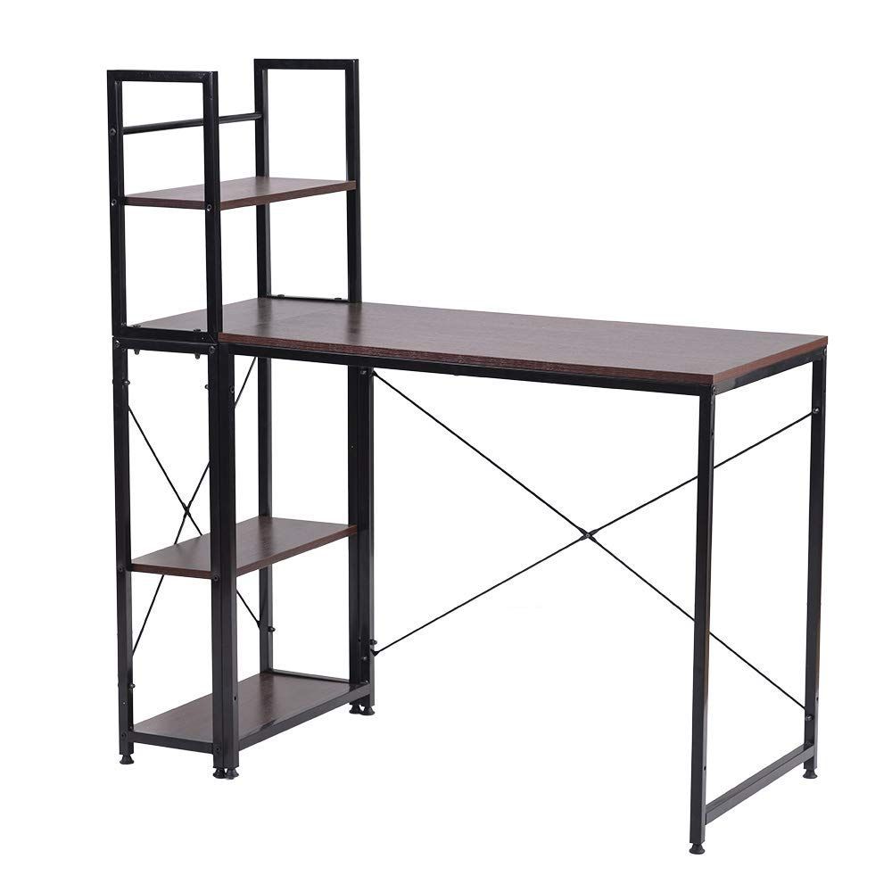人気商品収納 左右入替可 両用デスク ダークブラウン パソコンデスク ハイタイプ 111×50×121 オーエスジェイ(OSJ) (ダークブラウン)