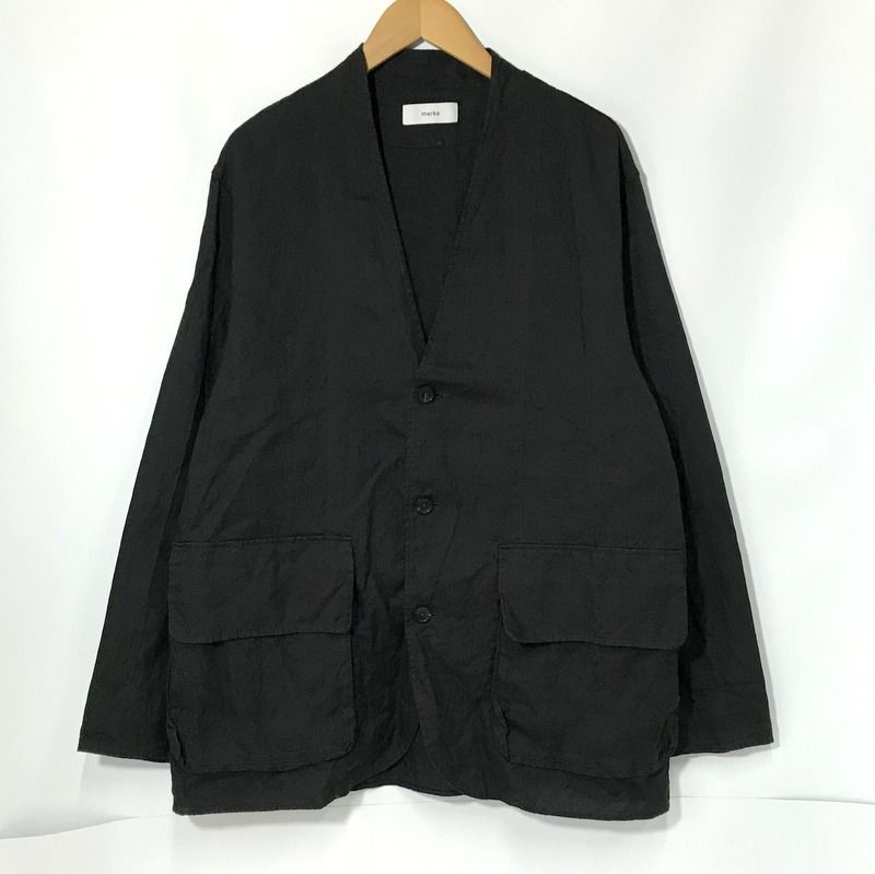 marka 23A FIELDMAN JACKET M23A-13JK01C ノーカラージャケット 薄手 リネン 無地 シンプル 古着 サイズ3 L相当 マーカ アウター A11729