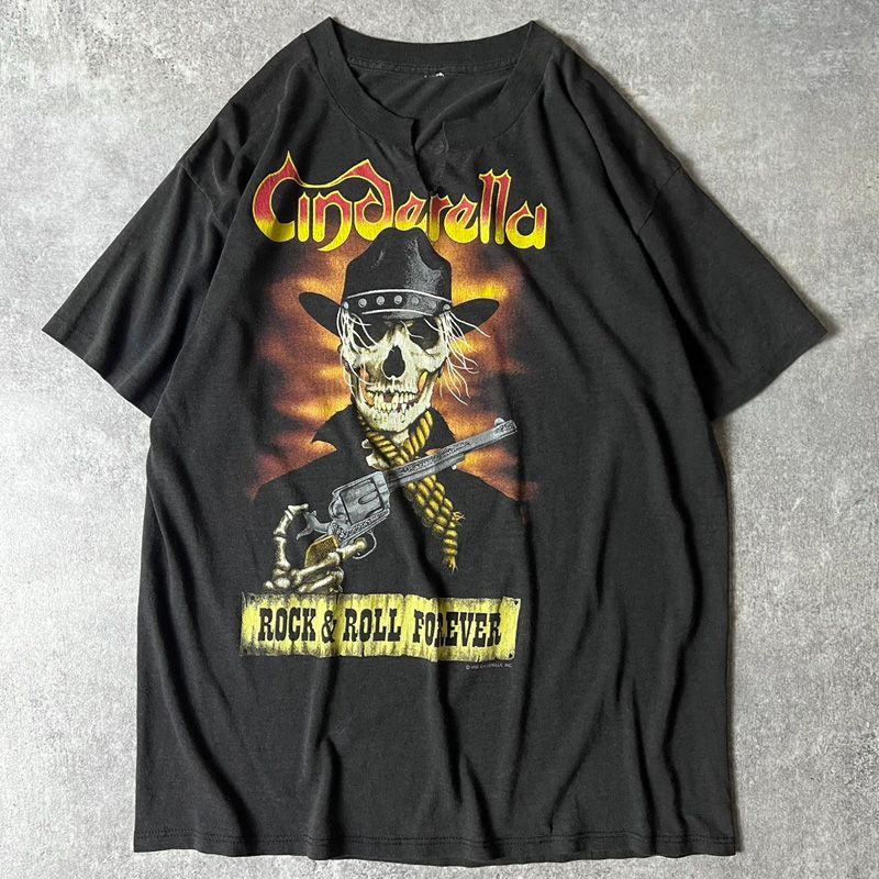 80s Cinderella オフィシャル スカル プリント 半袖 Tシャツ / 80年代 