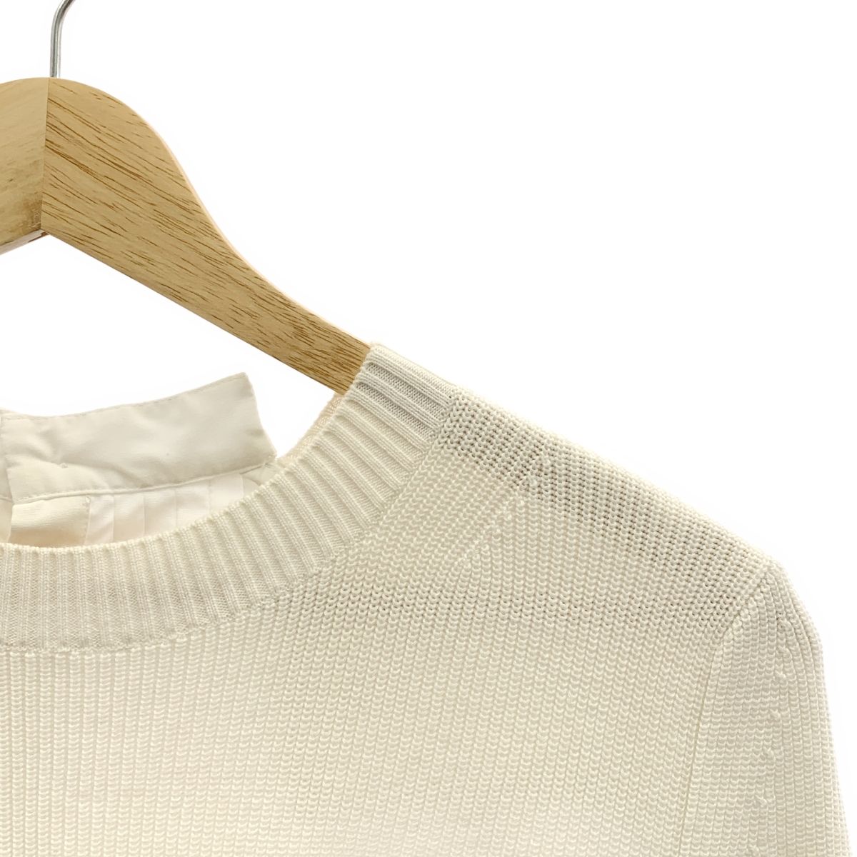 sacai / サカイ | 異素材 切替 ドッキング ギャザースリーブ ニット