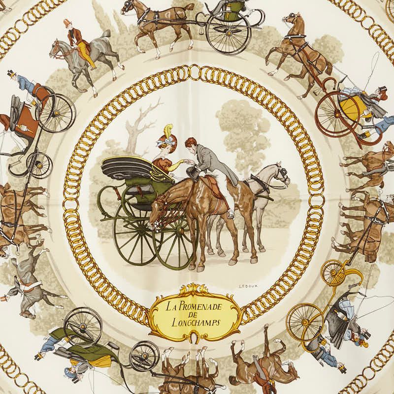 エルメス カレ90 LA PROMENADE DE LONGCHAMPS ロンシャンへの散歩 ライトピンク マルチカラー レディース HERMES 1-0238174