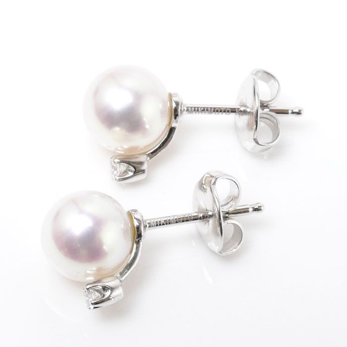 MIKIMOTO ミキモト K18WG ホワイトゴールド ピアス パール約7.2~7.3mm ...