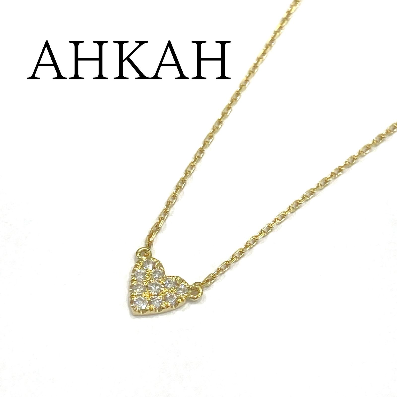 お買い得モデル 美品 アーカー ahkah パヴェ ハートネックレス 18k ...