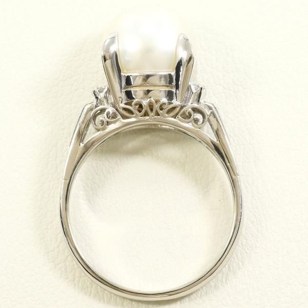 PT900 リング ring 指輪 14号 パール 真珠 約10mm ダイヤ 総重量約7.4g