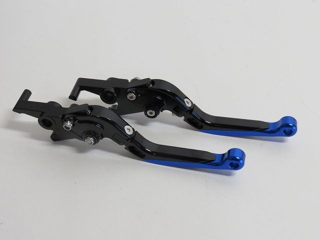 t-max TMAX 500 2001-2007 マグザム 2010-2012 CNC ブレーキレバーセット 角度調整 長さ調整 可倒式 黒×青