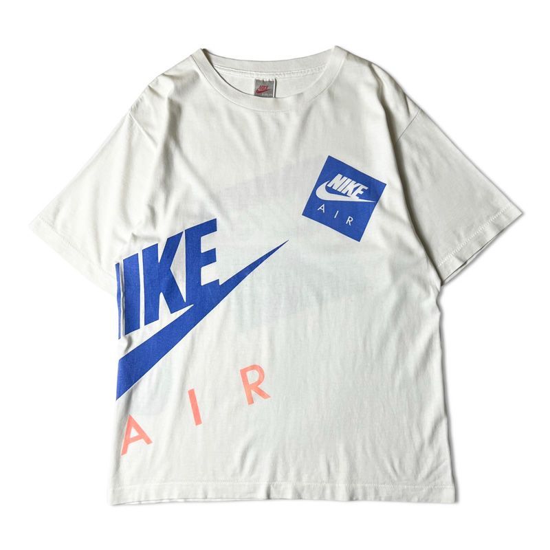 90s USA製 初期 銀タグ NIKE AIR 大判 プリント 半袖Tシャツ S / 90年代 アメリカ製 ナイキ シングル ホワイト