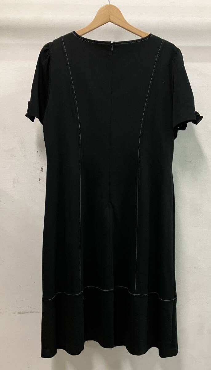 Double Maison ダブルメイソン 半袖ワンピース ステッチ リボン ブラック サイズ42
