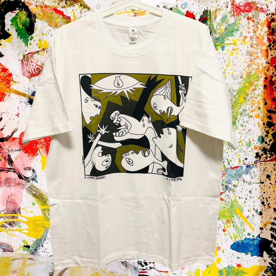 ピカソ ゲルニカ メンズ Tシャツ 半袖 レトロ リプリント 新品 