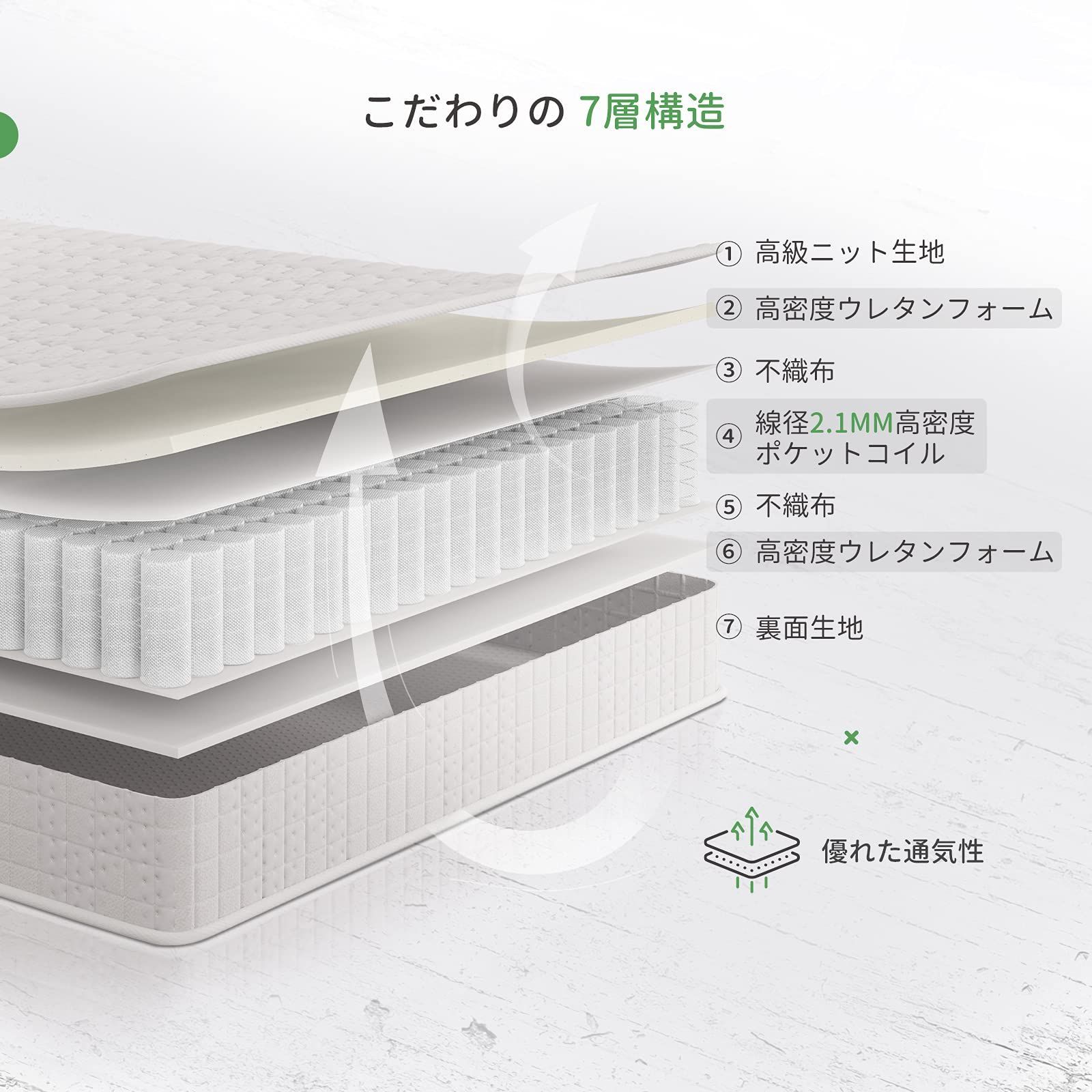 Novilla マットレス シングル 極厚20cm 高反発マットレス ポケット  