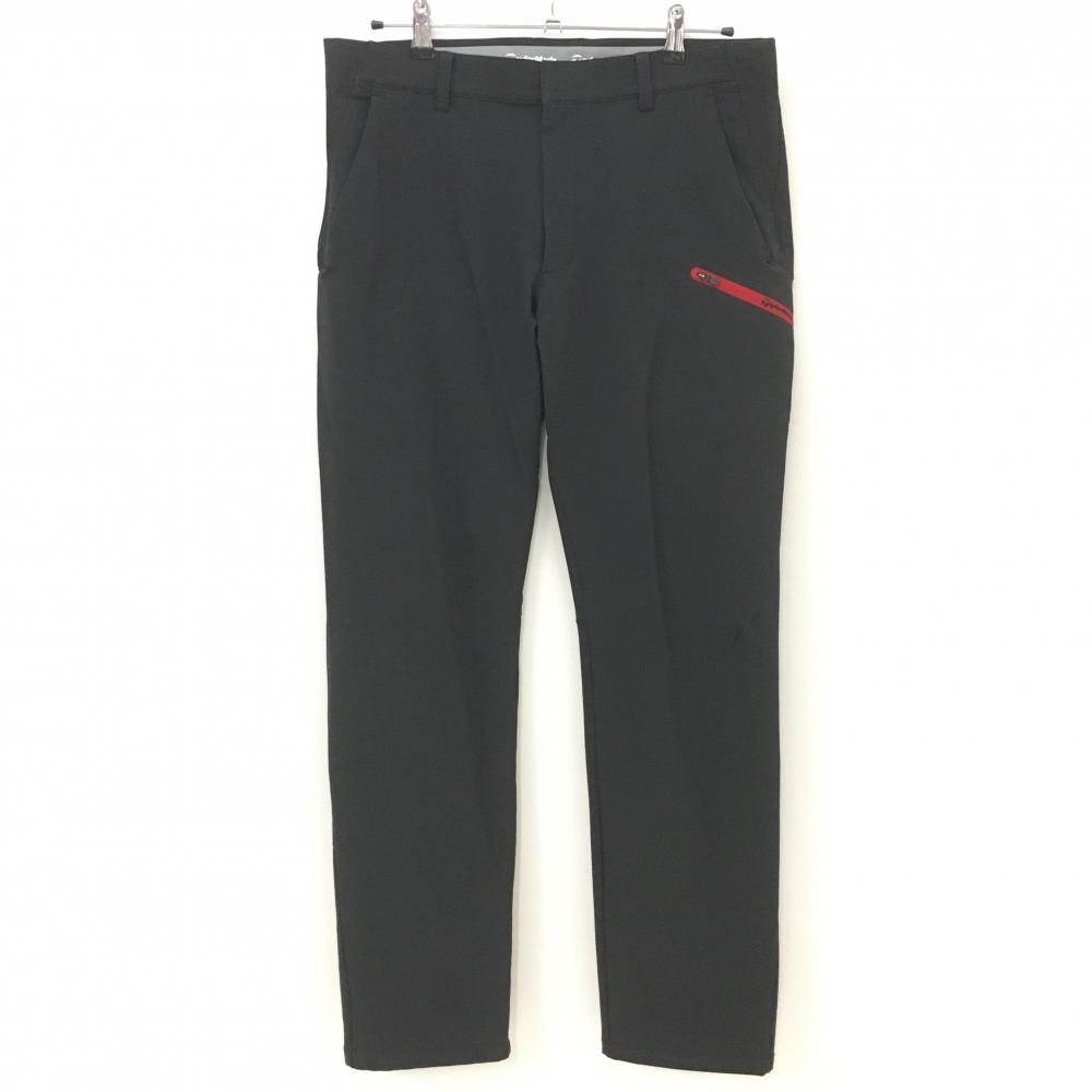 テーラーメイド パンツ 黒×レッド ジップポケット ストレッチ