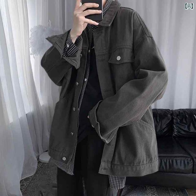 種類8：XL/D：緑 秋冬 コーデ メンズ  服 シンプル ファッション オシャレ 大人 かっこいい 大きいサイズ ストリート 紳士服  ブラック デニム ジャケット 厚手 カジュアル アメリカン レトロ 