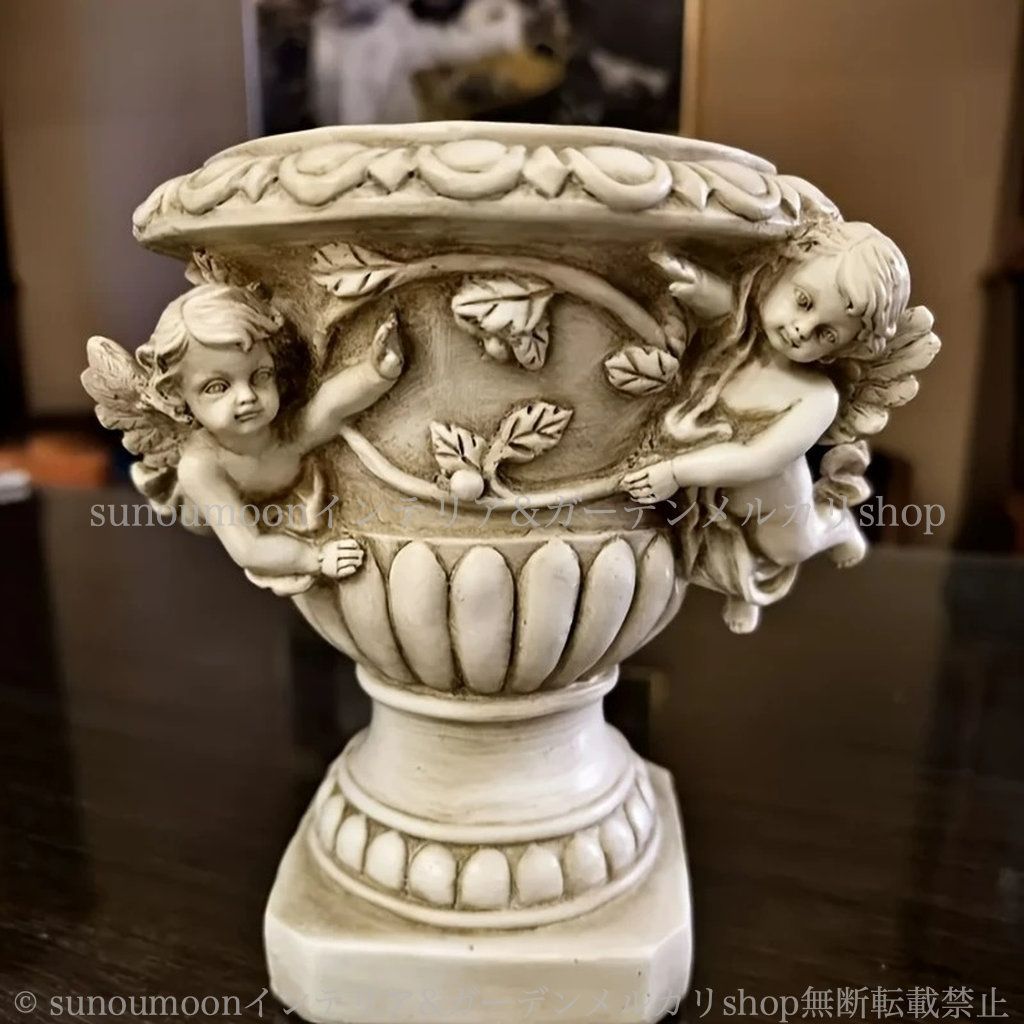 雑貨 ガーデン ガーデンインテリア 鉢植え 植木鉢 お洒落 エレガント インテリア エンジェル 白 おしゃれ 天使 庭の装飾 ホワイト ローマ風 ガーデン雑貨 プランター 庭 ガーデニング ヴィンテージ調 4-7 YUZUMIYA_COM