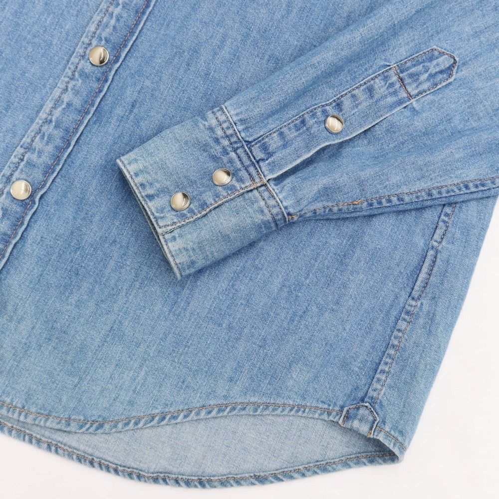 中古】セリーヌ CELINE ダンガリー ウエスタンシャツ ブルー【サイズS