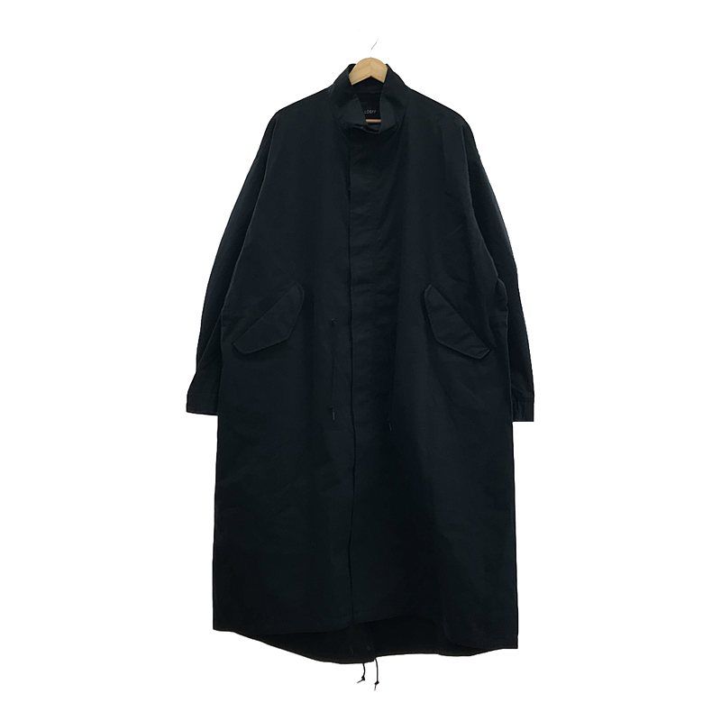【美品】  LOEFF / ロエフ | ドローストリング キャンバス スタンドカラー ミリタリー モッズコート | 1 | Navy | メンズ