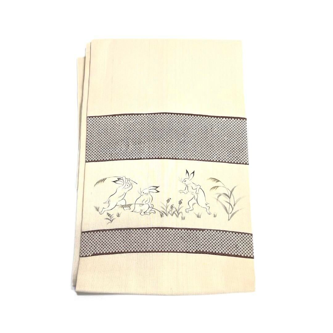 名古屋帯　紬　鳥獣戯画　兎　うさぎ　鹿の子　着物　063a d 名古屋帯 紬 鳥獣戯画 兎 うさぎ 鹿の子 着物 063a d - メルカリ