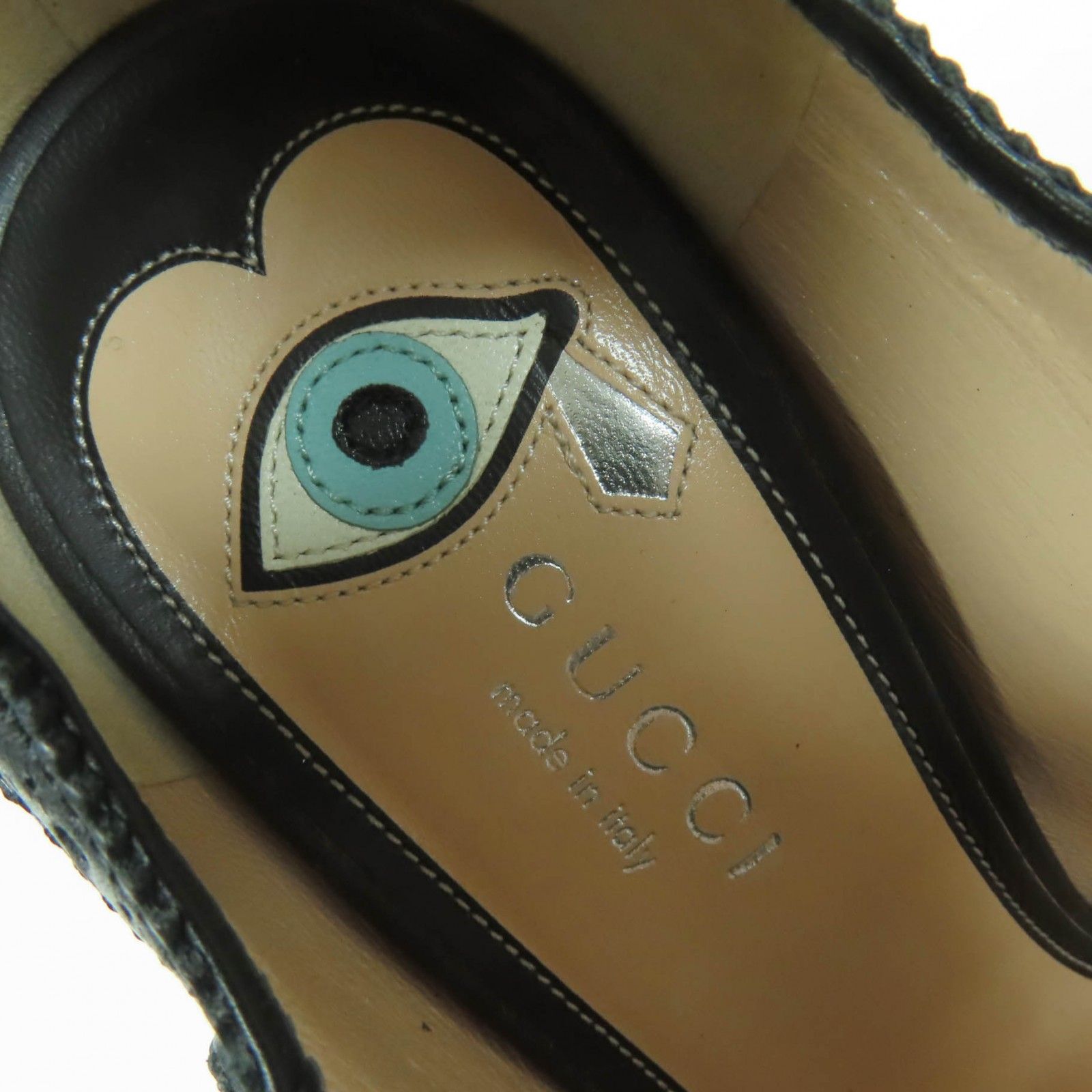 GUCCI グッチ 452140 ビー刺繍 ビジュー付 レザー Queercoreパンプス デザインパンプス ブラック 36.5 イタリア製 レディース WWW_MORNINGWALKER_COM