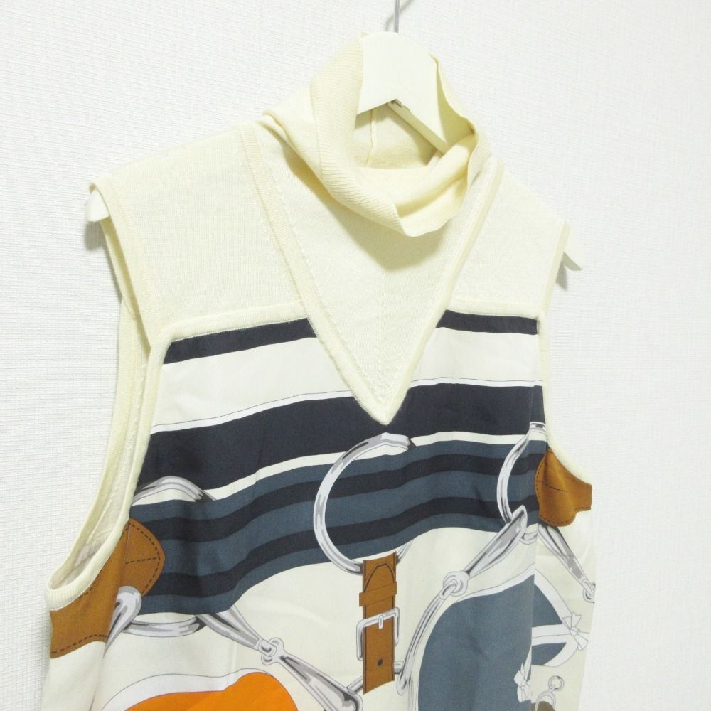 良品 HERMES エルメス ツイルレーヌ シルク切替え カシミヤブレンド 