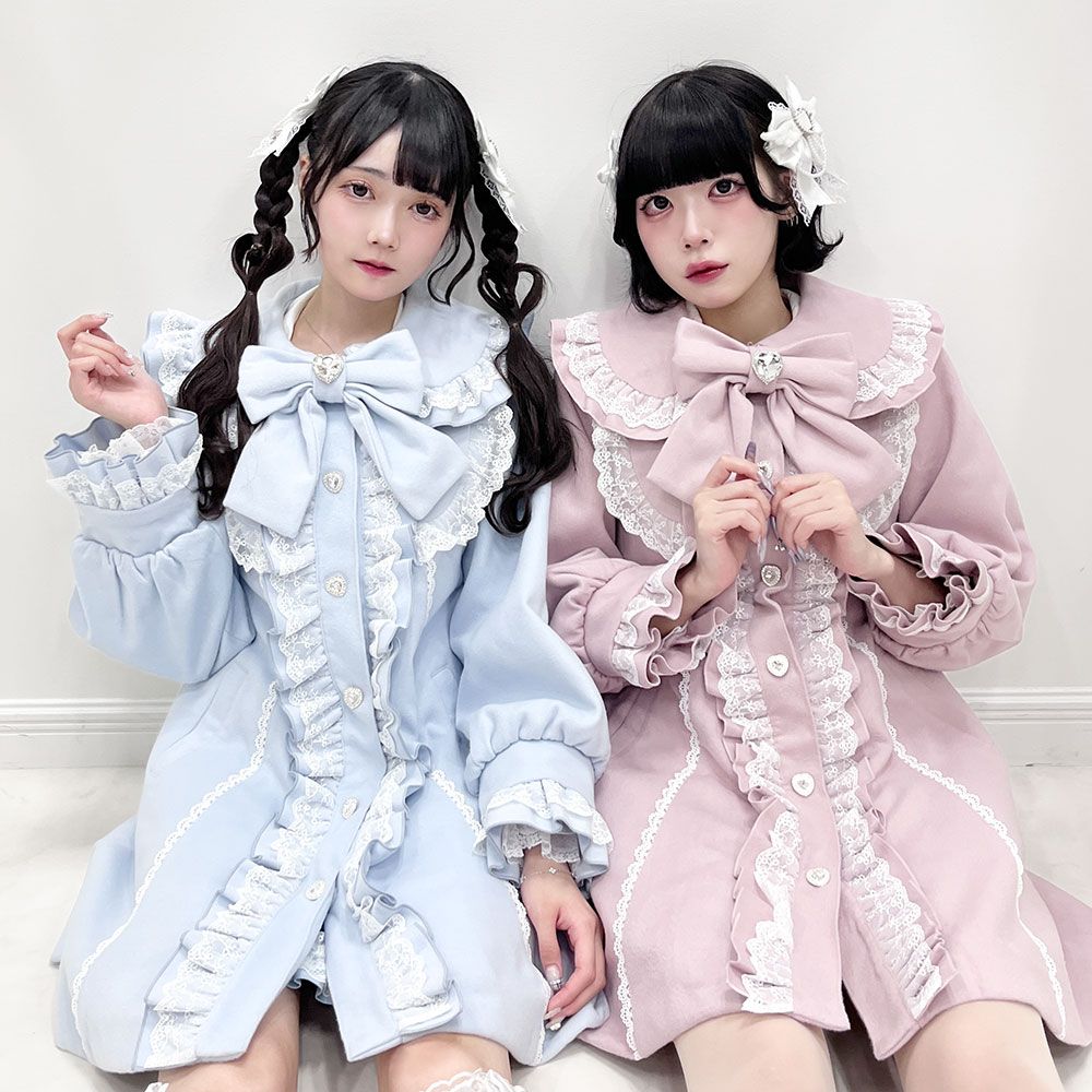 夢展望　Dear My Love　丸襟ヨークリボンフリルコート　ピンク【M】 夢展望公式 [新品未使用] 丸襟ヨークリボンフリルコート [ピンク] 他