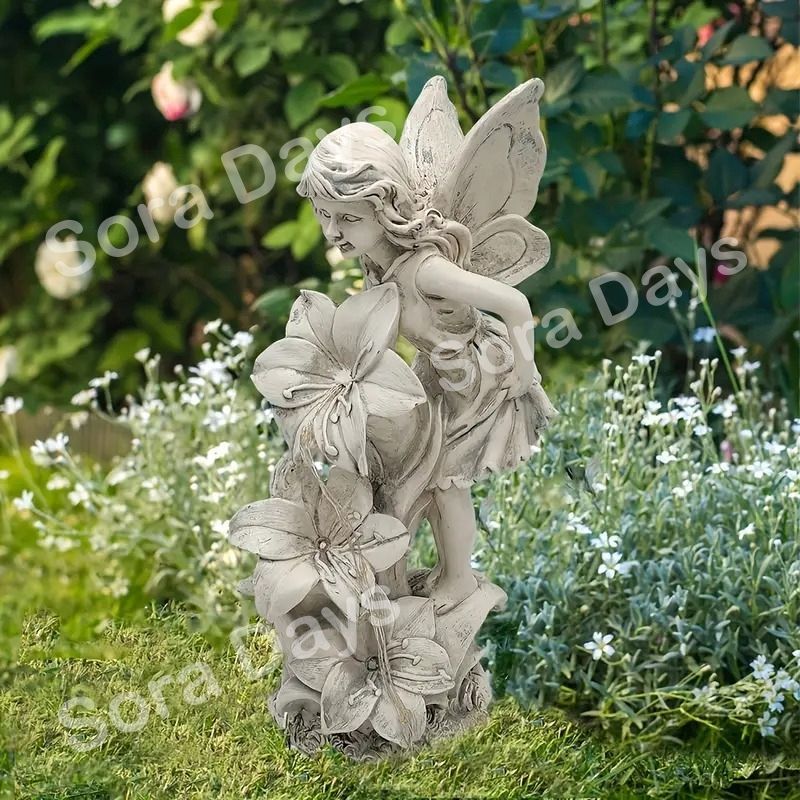ガーデンオブジェ ガーデンライト 屋外 天使像 ソーラー充電 彫刻
