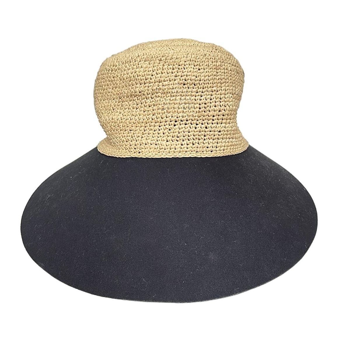 HELEN KAMINSKI ヘレンカミンスキー ハット one size クリステンバイザー ベージュ×黒 コットン