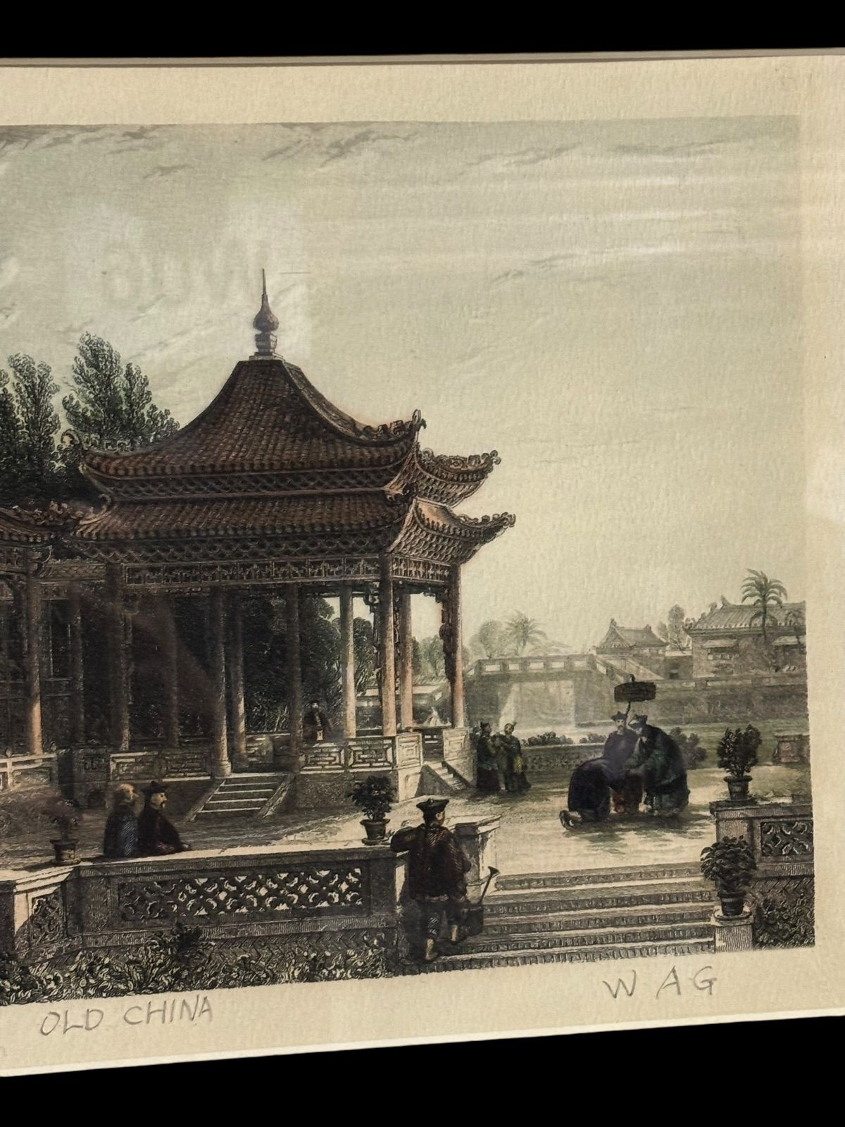 OLD CHINA 1843 希少な絵画 版画 古美術 中国美術 歴史 額