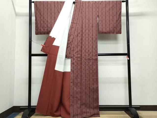 平和屋着物○上質な紬 花織 吉祥間道 正絹 逸品 未使用 CAAS8420vf  