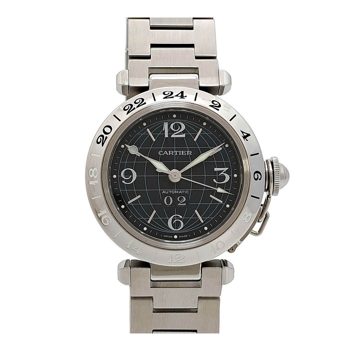 カルティエ パシャC メリディアン ビックデイト GMT W31049M7 自動巻き ステンレススティール メンズ ボーイズ CARTIER 時計