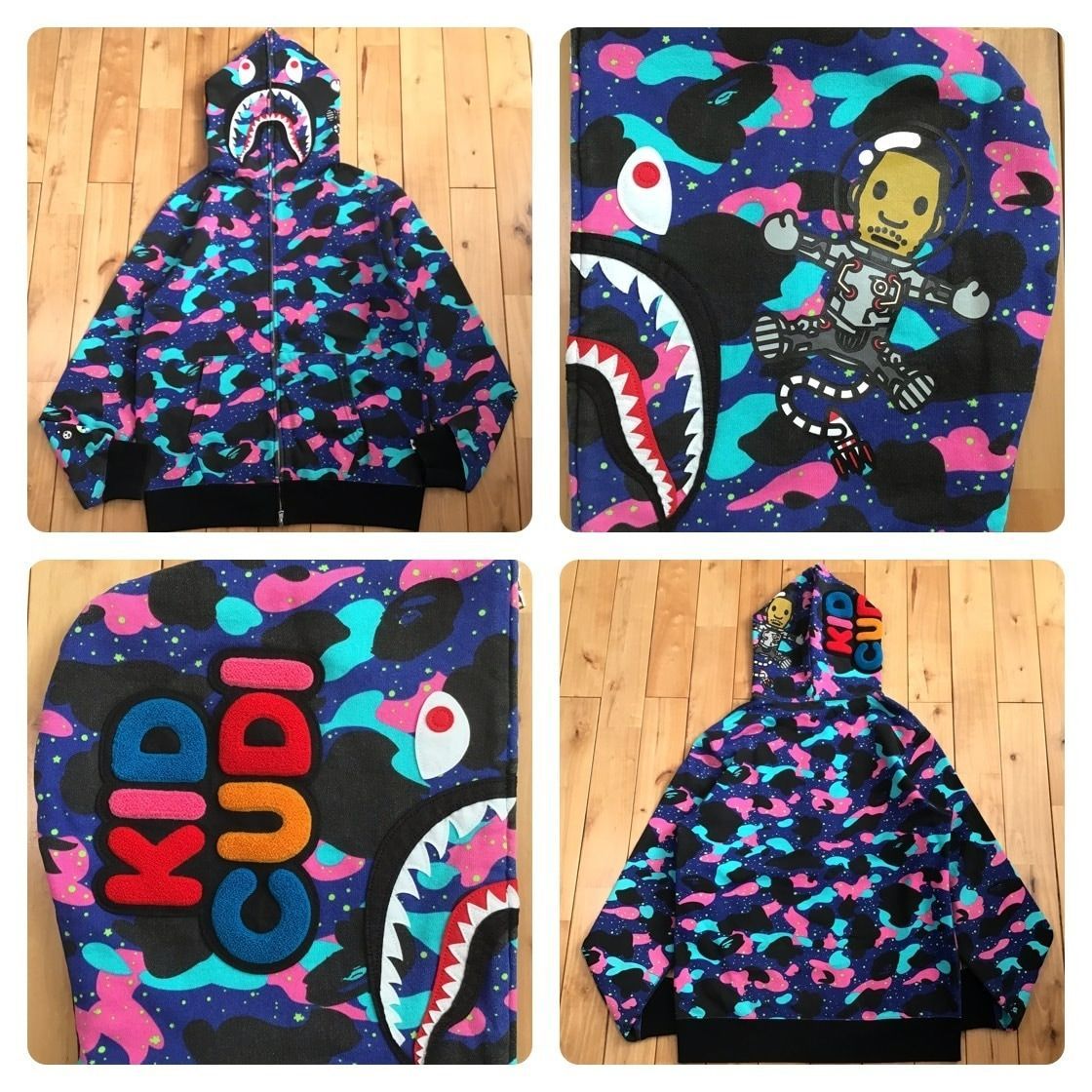 ☆XL☆ KID CUDI × BAPE camo シャーク パーカー shark full zip  