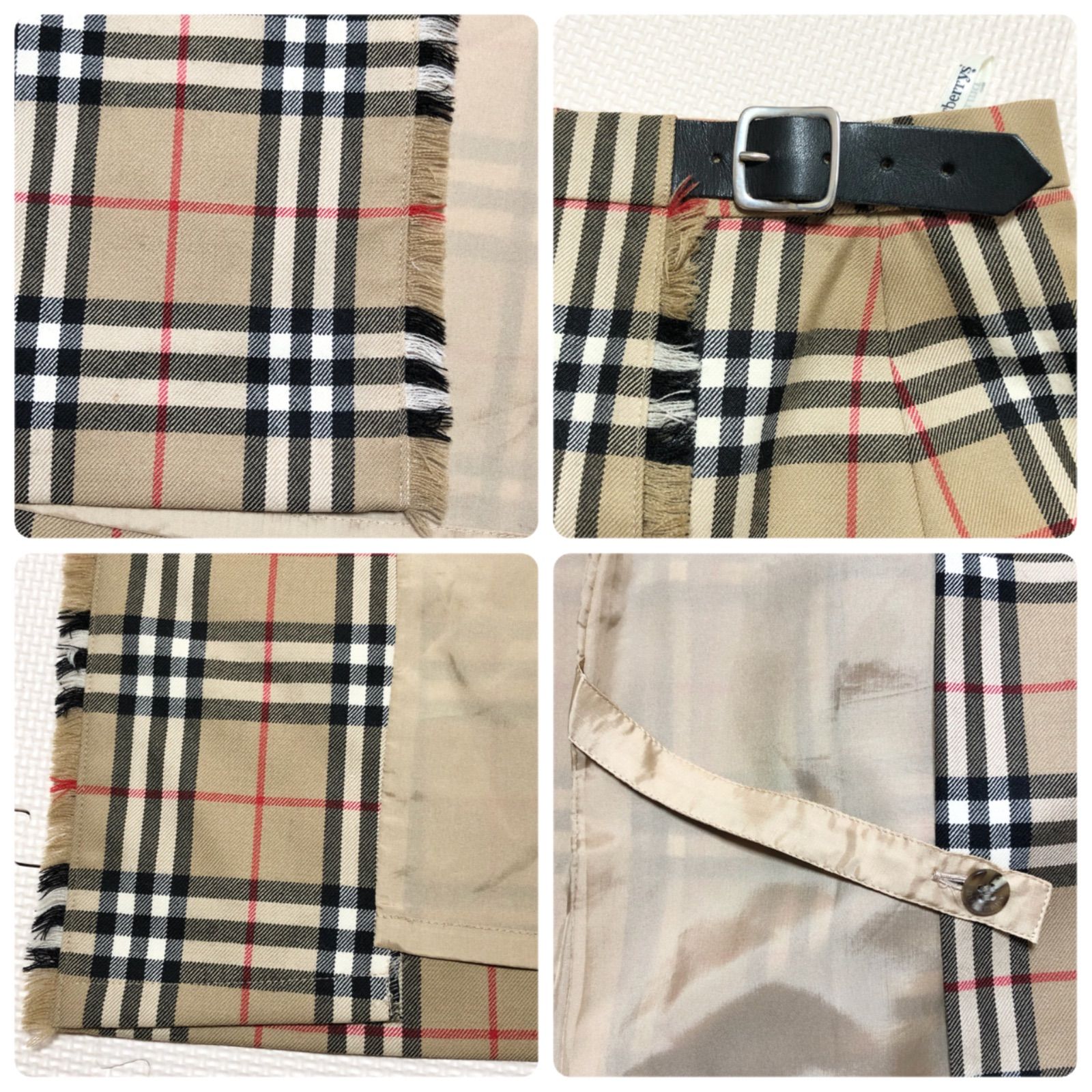BURBERRYチェック柄ラップスカート 膝丈 ウール100％三陽商会正規品