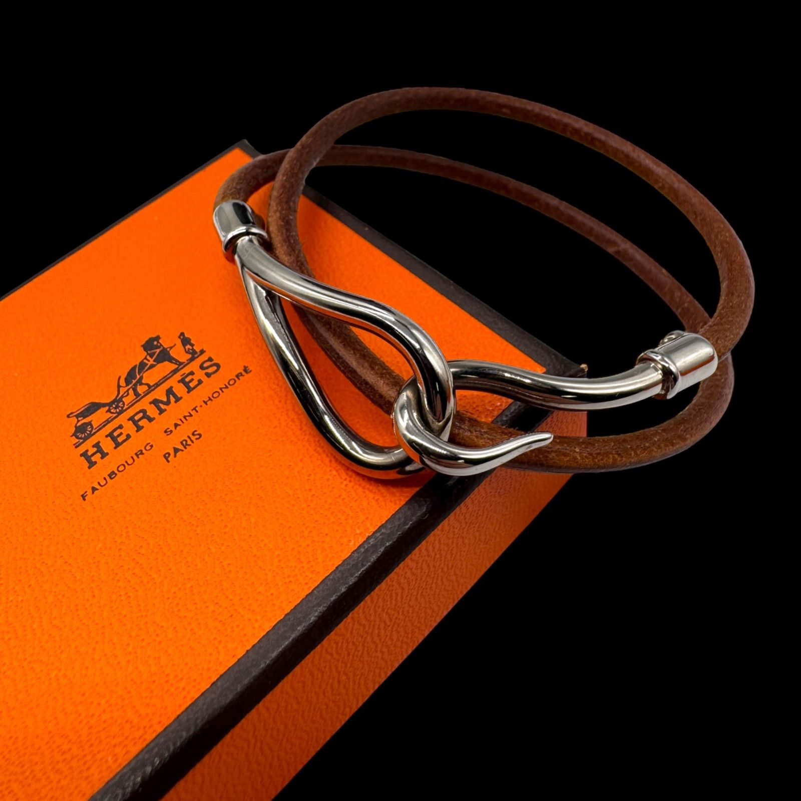 HERMES エルメス ジャンボレザー チョーカー ブレスレット シルバー金具 ジュエリー き