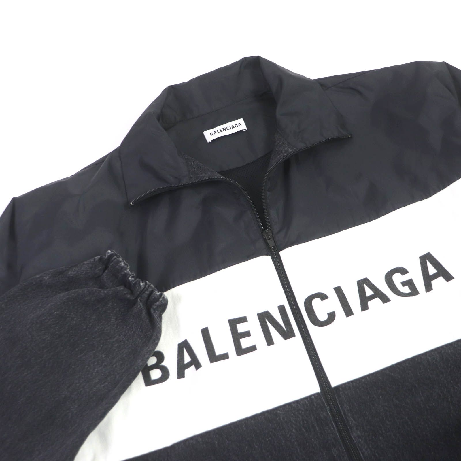 BALENCIAGA ロゴプリント ポプリン シャツブルゾン 44 ナイロン 伊勢丹購入】BALENCIAGA ロゴプリント シャツブルゾン 44 ナイロン