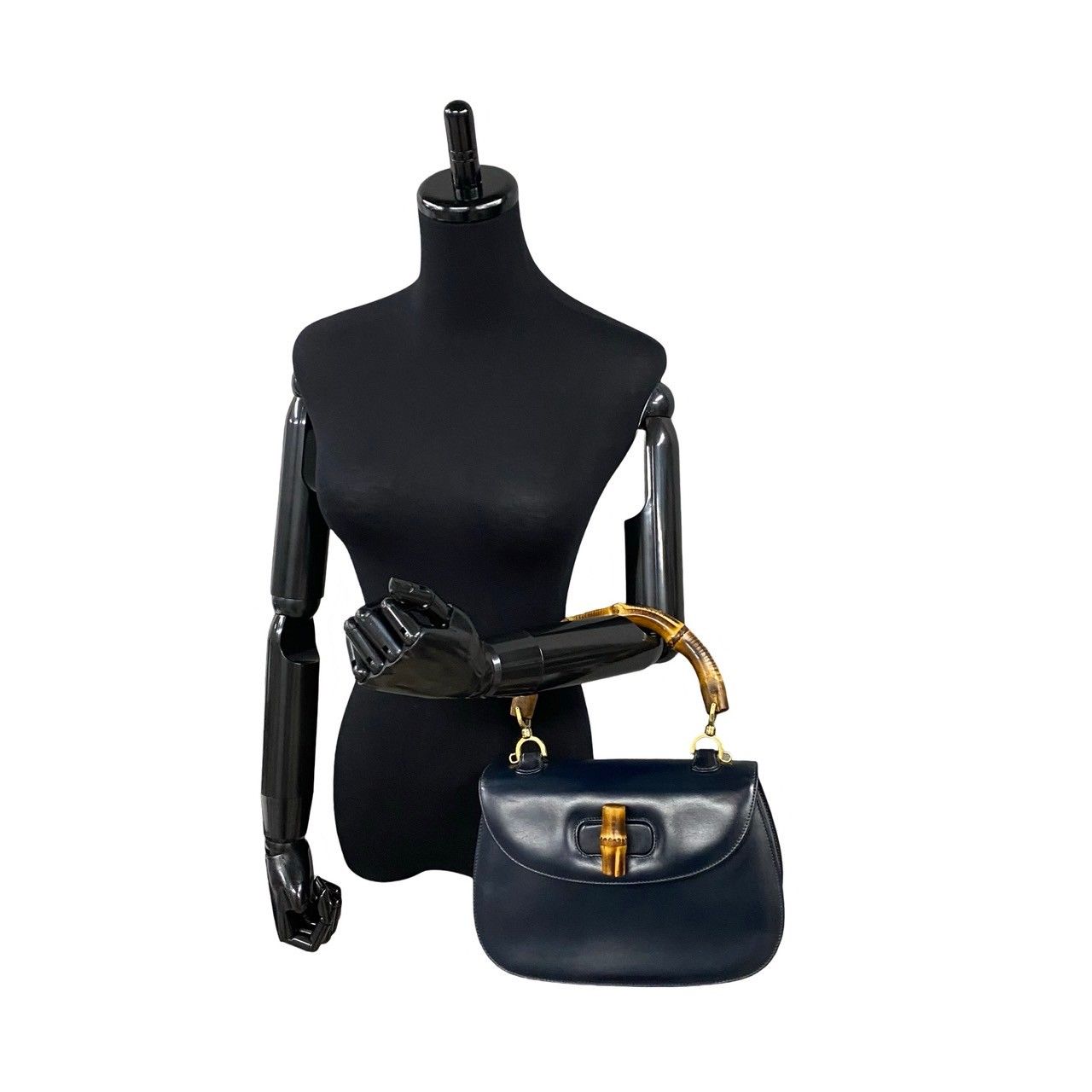 ほぼ未使用 鏡付 GUCCI グッチ オールドグッチ ヴィンテージ バンブー