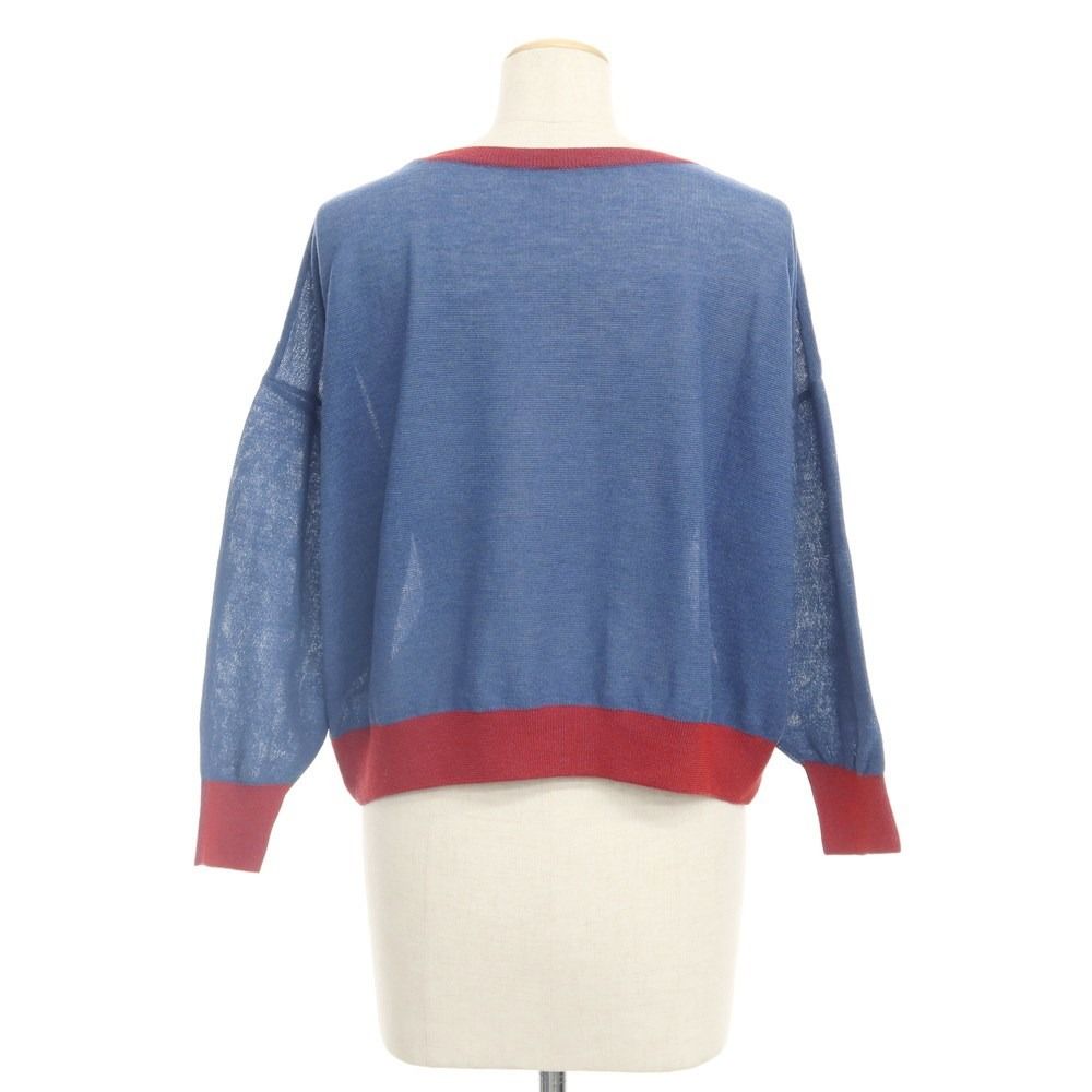 【中古】ミー イッセイミヤケ me ISSEY MIYAKE 2022年秋冬 クルーネック プルオーバーニット ネイビーxレッド【サイズ表記なし(L位)】【レディース】 ミー イッセイミヤケ me ISSEY MIYAKE 2022年秋冬 クルーネック プルオーバーニット ネイビーxレッド【サイズ表記なし(L位)】【レディース】