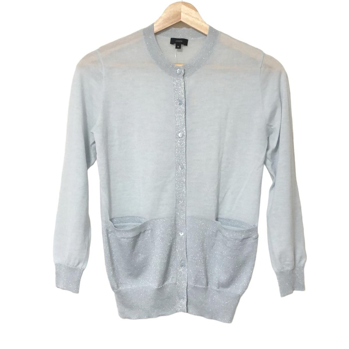 JOSEPH ジョセフ カーディガン サイズM レディース - ライトブルー 長袖 カシミヤ ラメ
