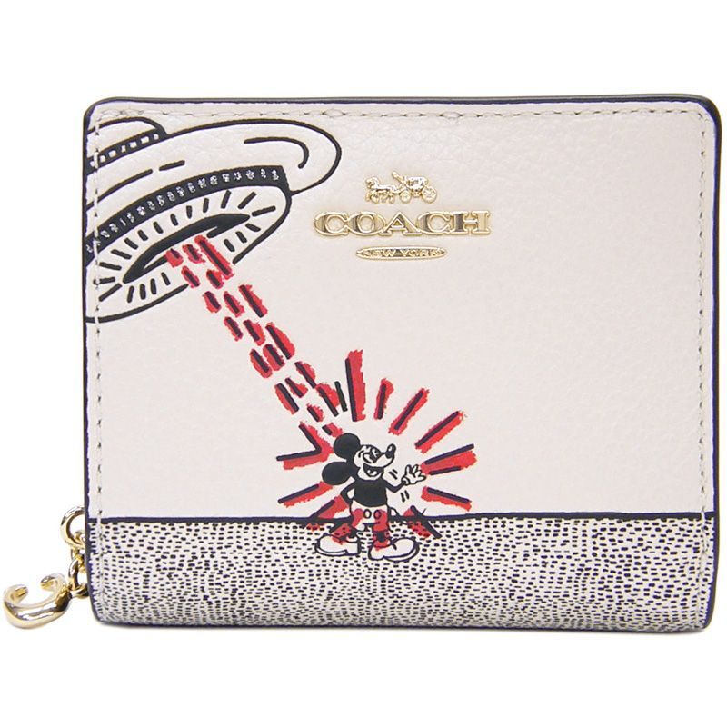 コーチ COACH ディズニー ミッキーマウスｘキースヘリング UFOプリント 二つ折り財布 C7433