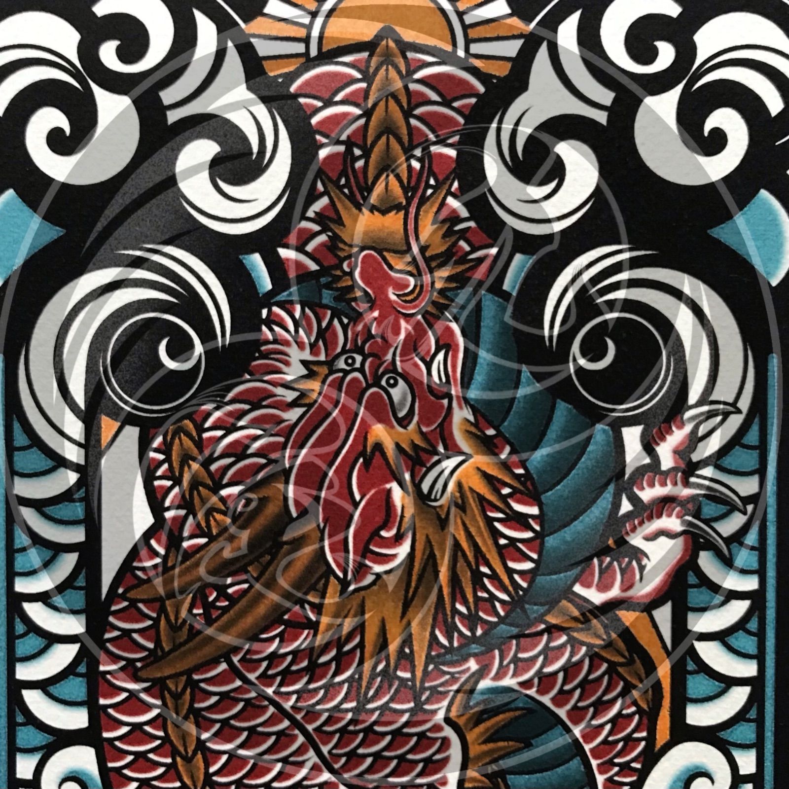 開運絵画 龍神様 昇龍 金龍 運気上昇 財運 健康運 金運 金箔 龍神