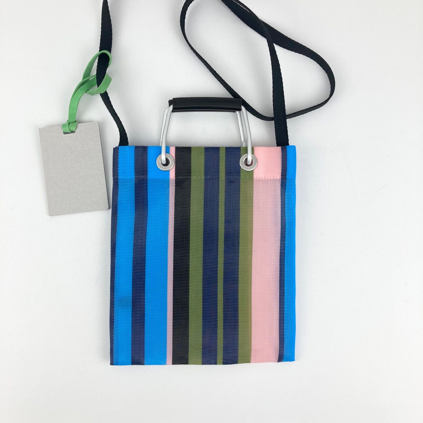 MARNI マルニ マーケット ストライプ ミニ グリーンブルー ナイロン