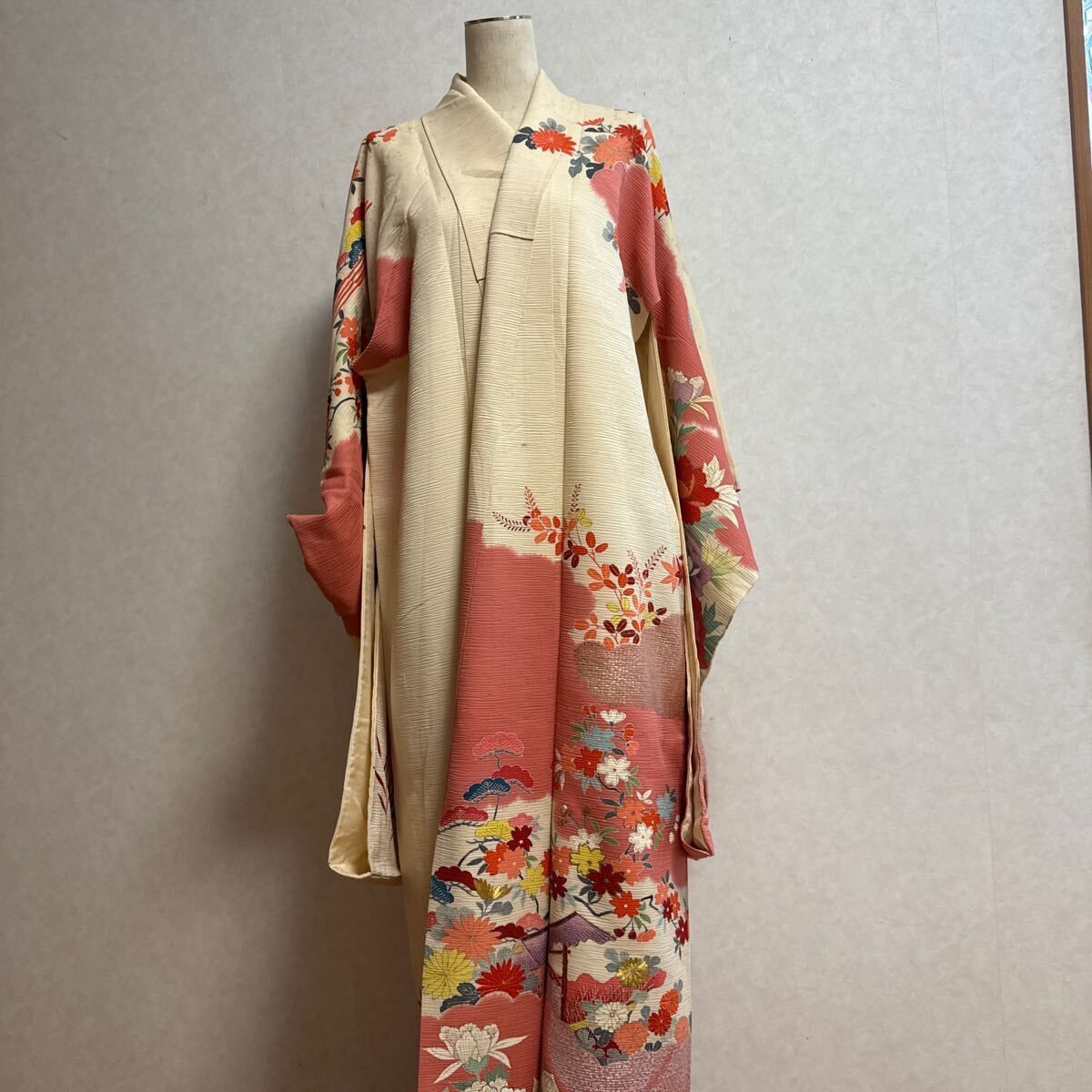 き55 ○振袖 着物 リメイク素材シミあり。練習着 昭和レトロ