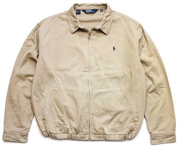 ポロ ラルフローレン ワンポイント チンスト付き コットンジャケット カーキ XXL 特大 ロゴ刺繍 スイングトップ ビッグサイズ