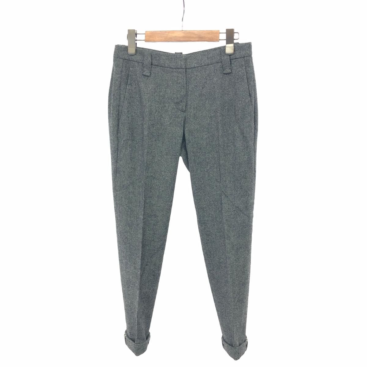良好 BRUNELLO CUCINELLI ブルネロクチネリ カシミヤブレンドウール パンツ サイズ I40 グレー レディース 241014004511