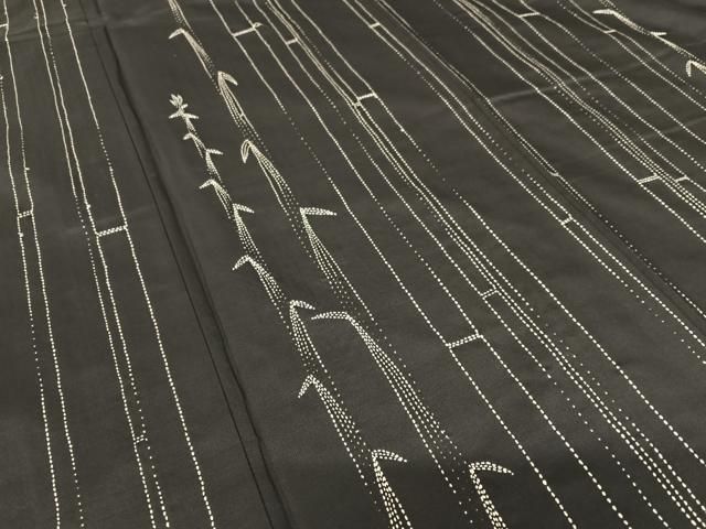 平和屋着物○本場染大島紬 訪問着 刺し子刺繍 草花文 正絹 逸品