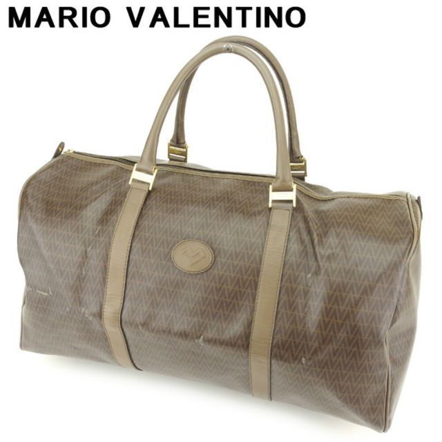 マリオ ヴァレンティノ ボストンバッグ トラベルバッグ 旅行用バッグ MVマーク ブラウン ゴールド PVC×レザー MARIO VALENTINO バック 収納 旅行 バッグ  H621 