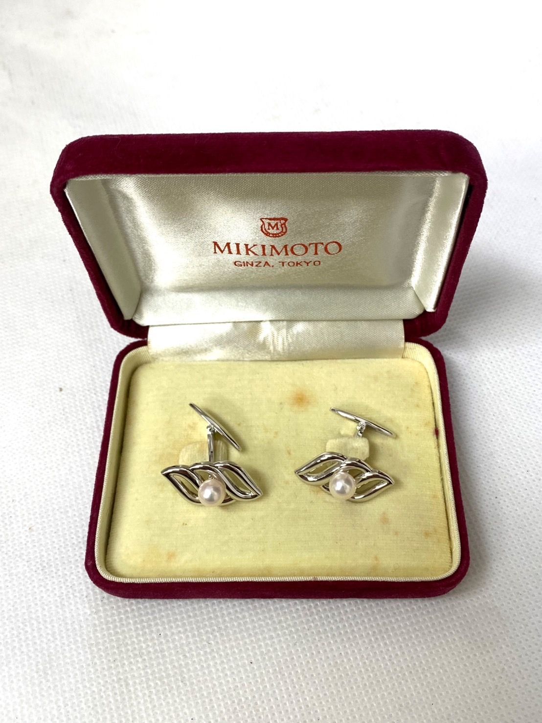 箱付き 世界最高品質ミキモト MIKIMOTO silver 真珠 カフスボタン