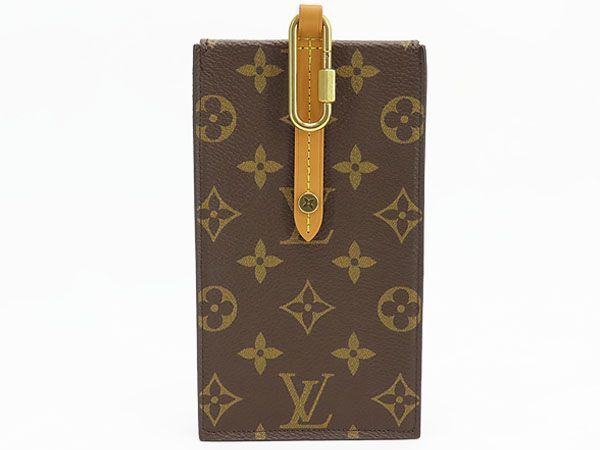 ルイヴィトン　ボックス フォンケース　モノグラム　レザー　茶色　M68523 ヴィトン モノグラム ボックスフォンケース M68523 ブラウン