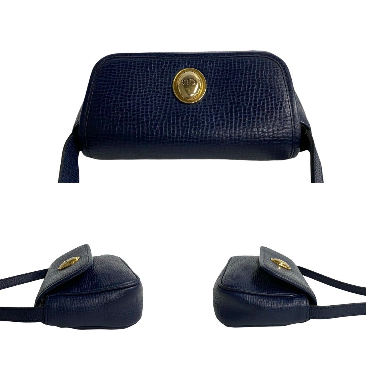 極 美品 Christian Dior ディオール ヴィンテージ CD ロゴ 金具 レザー