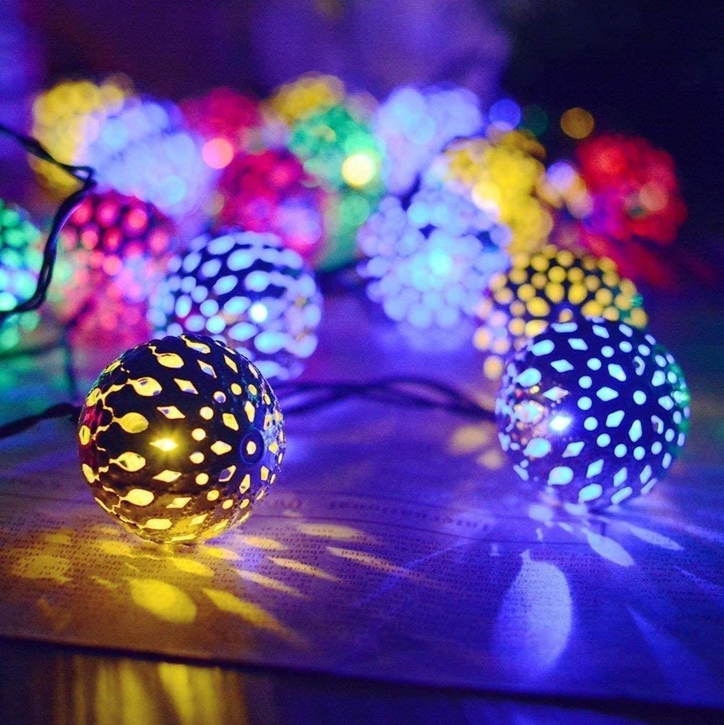 モロッコボール LED フェアリーライト、USB 6ｍ×40 暖色 - クリスマス