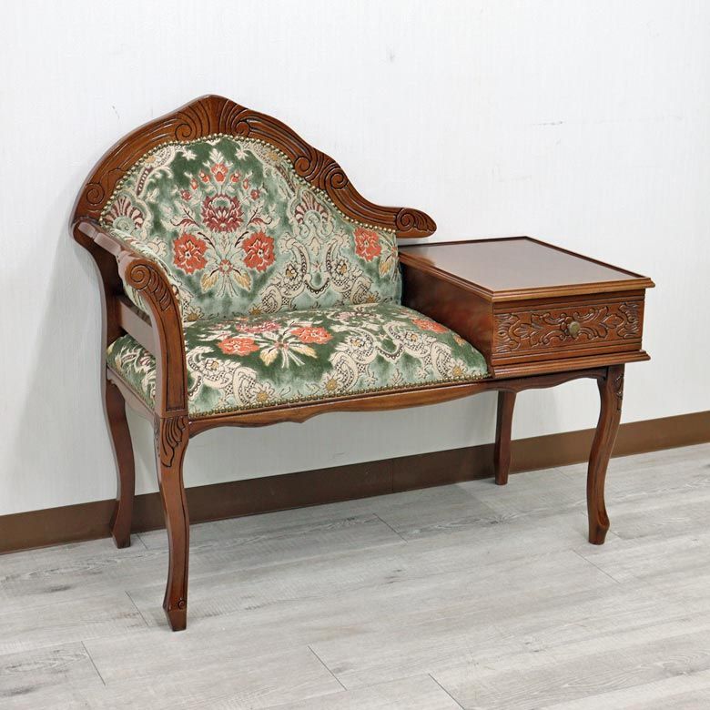 イタリア アンティーク テレフォンベンチ ベンチソファ 2SAM47猫脚