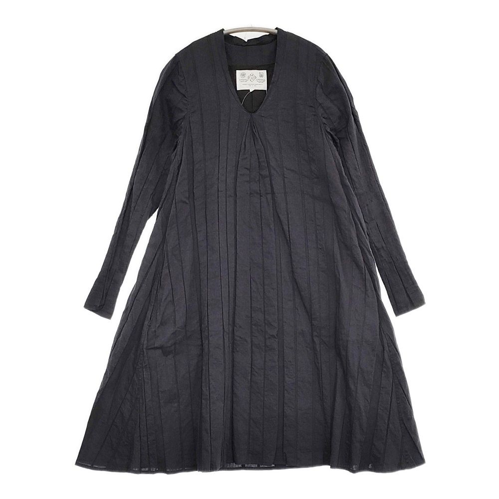 R-D.M.Co- コットンリネンシルク サイズM Vネック ワンピース ネイビー レディース マンズテーラー 5-0905M♪